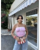 Pembe Straplez Brshk Crop