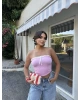Pembe Straplez Brshk Crop