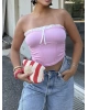 Pembe Straplez Brshk Crop