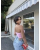 Pembe Straplez Brshk Crop