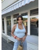 Mavi Boyundan Geçirmeli Crop