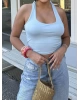 Mavi Boyundan Geçirmeli Crop