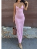 Pembe V Yaka Uzun Premium Elbise