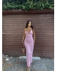 Pembe V Yaka Uzun Premium Elbise