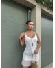 Beyaz Askılı Tül Detay Mini Elbise