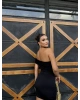 Siyah Tek Omuz Tasarım Mini Elbise