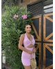 Pembe Boyundan Geçirmeli Tokalı Mini Elbise