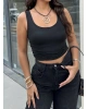 Siyah Kare Yaka Basic Crop