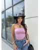 Pembe Straplez Basic Brshk Crop