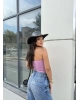 Pembe Straplez Basic Brshk Crop
