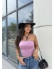 Pembe Straplez Basic Brshk Crop