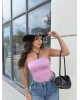 Pembe Straplez Basic Brshk Crop