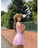 Pembe Şortlu Fırfırlı Mini Elbise