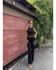 Siyah Degaje Yaka Alt Üst Takım
