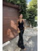 Siyah Boyundan Bağlamalı Göğüs Büzgü Elbise
