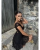 Siyah Sırt Bağlamalı Dantel Mini Elbise