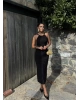 Siyah Halter Yaka Büzgülü Elbise