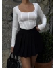 Beyaz Korse Detay Basic Crop