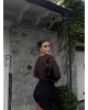 Kahverengi Korse Detay Basic Crop