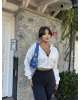 Beyaz Fermuarlı Crop Hırka