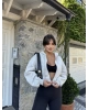 Gri Fermuarlı Crop Hırka