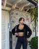 Siyah Fermuarlı Crop Hırka