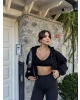 Siyah Fermuarlı Crop Hırka