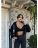 Siyah Fermuarlı Crop Hırka
