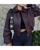 Bordo Bomber Deri Ceket