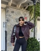 Bordo Bomber Deri Ceket