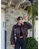 Bordo Bomber Deri Ceket