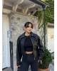 Siyah Bomber Deri Ceket