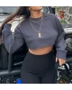 Antrasit Oversize Crop Sweatshırt