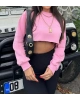 Pembe Oversize Crop Sweatshırt