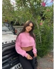 Pembe Oversize Crop Sweatshırt
