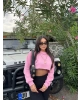 Pembe Oversize Crop Sweatshırt