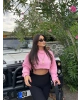 Pembe Oversize Crop Sweatshırt