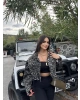 Leopar Crop Ceket