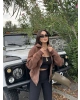 Kahverengi Fermuarlı Oversize Hırka