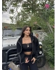 Siyah Fermuarlı Oversize Hırka
