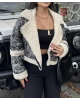 Krem Kürklü Crop Mont