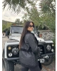 Siyah Kürk Detay Oversize Kaban