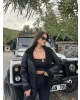 Siyah Kürk Detay Oversize Kaban