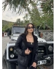 Siyah Kürk Detay Oversize Kaban