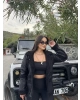 Siyah Kürk Detay Oversize Kaban