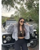 Gri Kapüşonlu Crop Kürk