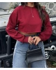 Bordo Oversize Crop Sweatshırt