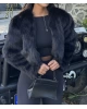Siyah Crop Kürk Ceket