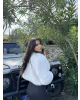 Beyaz Crop Kürk Ceket