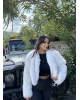 Beyaz Crop Kürk Ceket